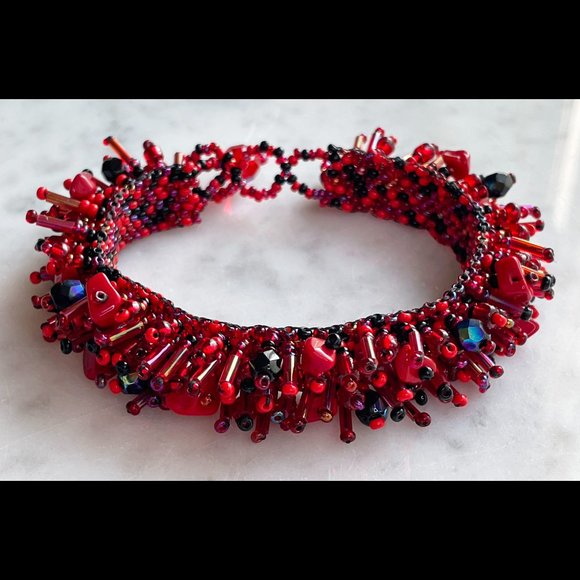 Two Red Beaded Bracelets, Each Very Different But Great Together! - Picture 7 of 11